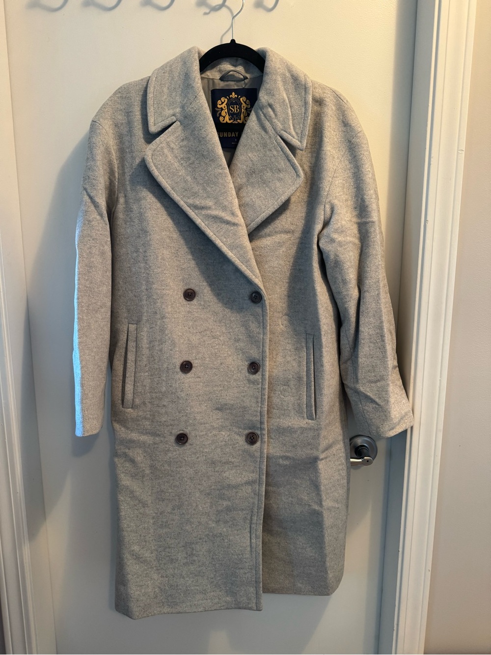 Sunday Best Women's Double-Breasted Wool Blend Coat - Light Gray